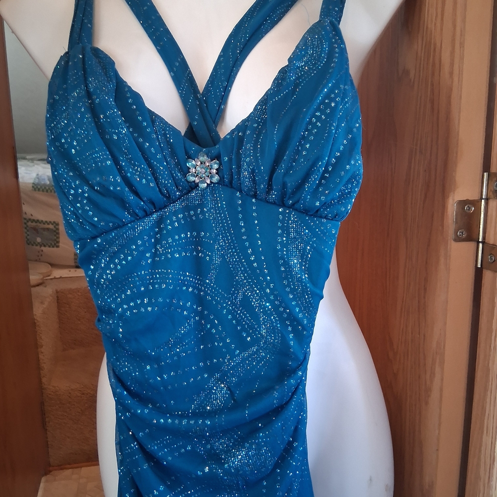City Triangles Glittering Blue Maxi Dress - Picture 9 of 12